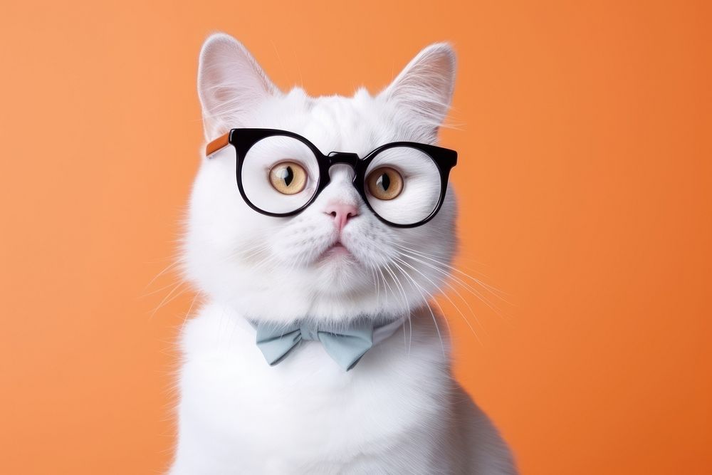 Cat glasses portrait animal. AI generated Image by rawpixel.
