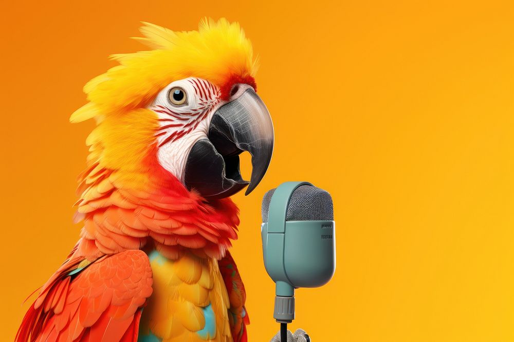 Parrot microphone animal bird. AI generated Image by rawpixel.