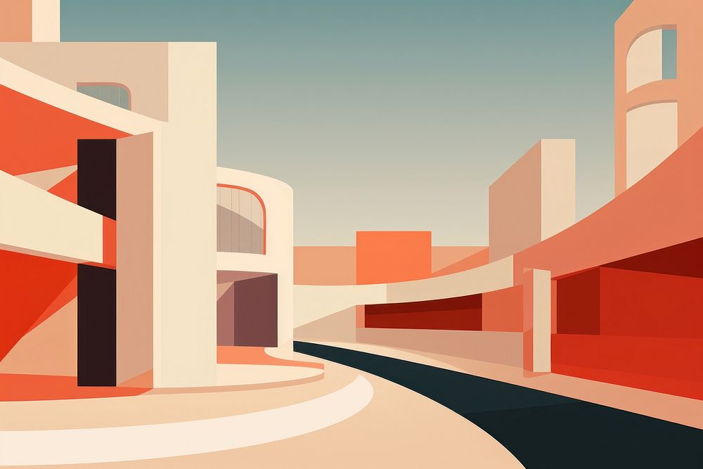 Architecture painting street city. AI generated Image by rawpixel.