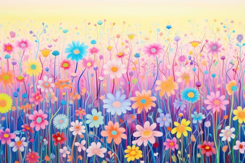 Flower field outdoors painting pattern. AI generated Image by rawpixel.