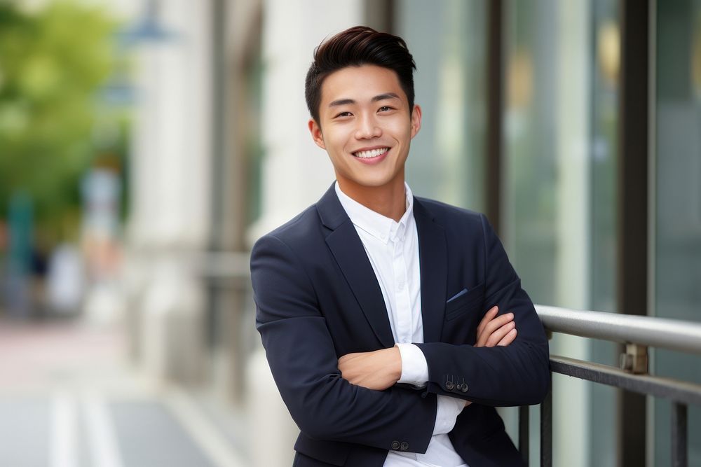 Young Asian businessman smiling blazer adult smile. AI generated Image by rawpixel.
