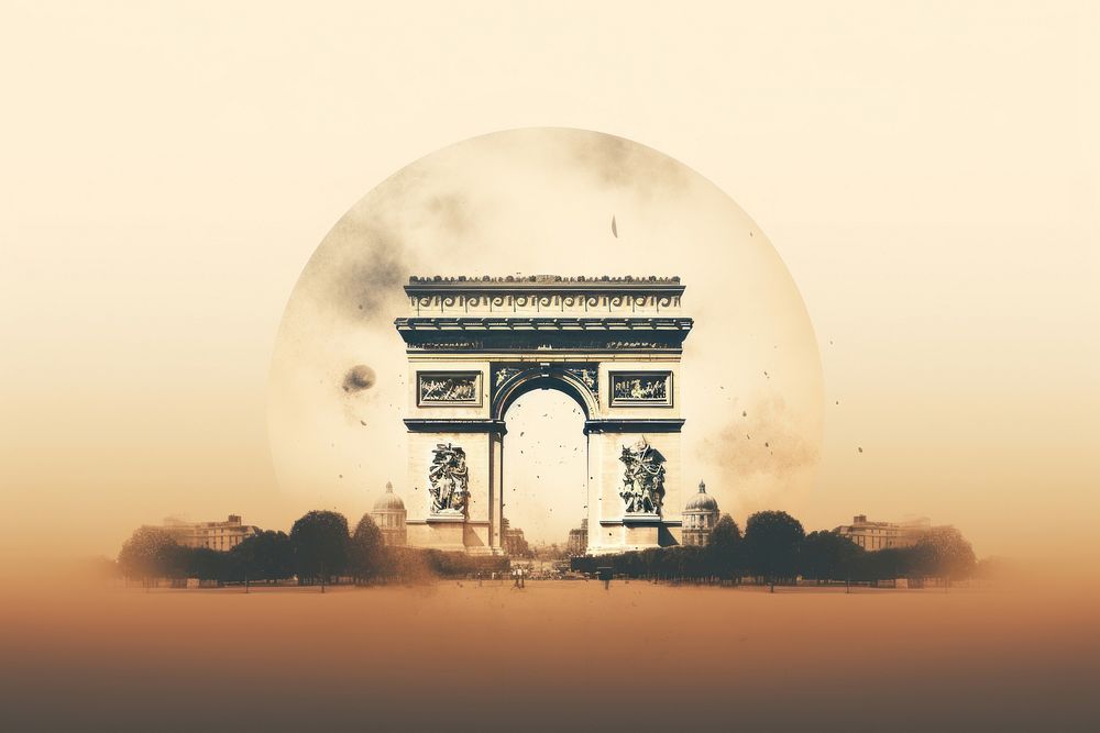 Arc de triomphe architecture landmark reflection. AI generated Image by rawpixel.