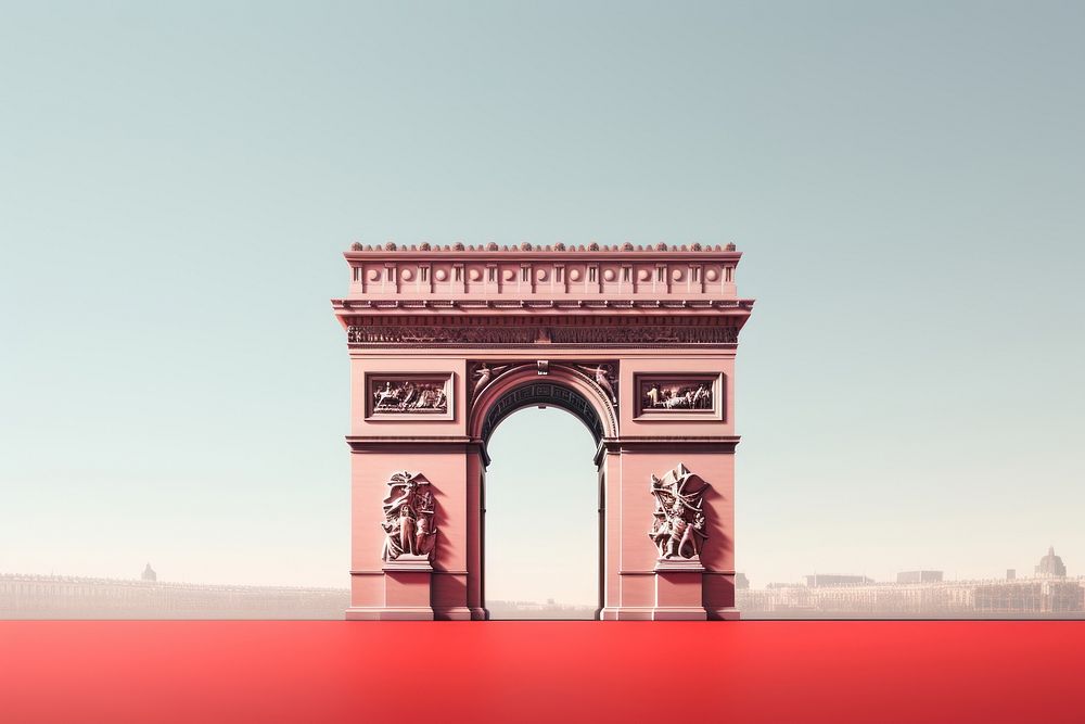 Arc de triomphe architecture building landmark. AI generated Image by rawpixel.