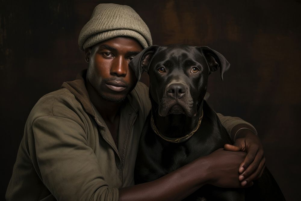 Black South African man pet portrait mammal. AI generated Image by rawpixel.