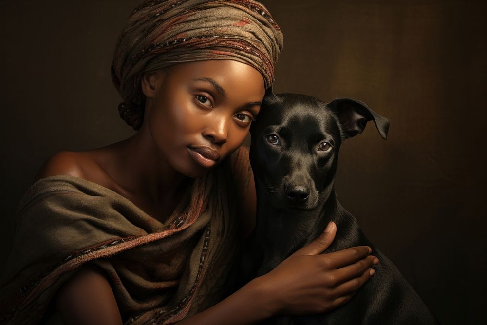 Black South African woman pet portrait mammal. AI generated Image by rawpixel.