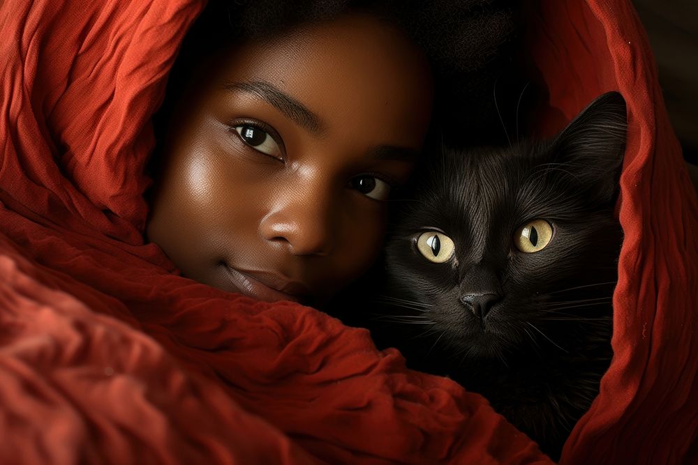 Black South African girl pet portrait blanket. AI generated Image by rawpixel.