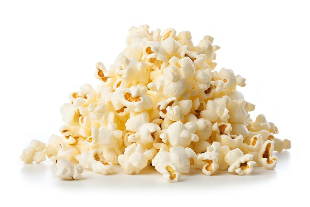 A Heap of popcorn snack food white background. AI generated Image by rawpixel.