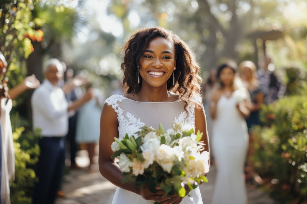 Wedding outdoors married smile. AI generated Image by rawpixel.