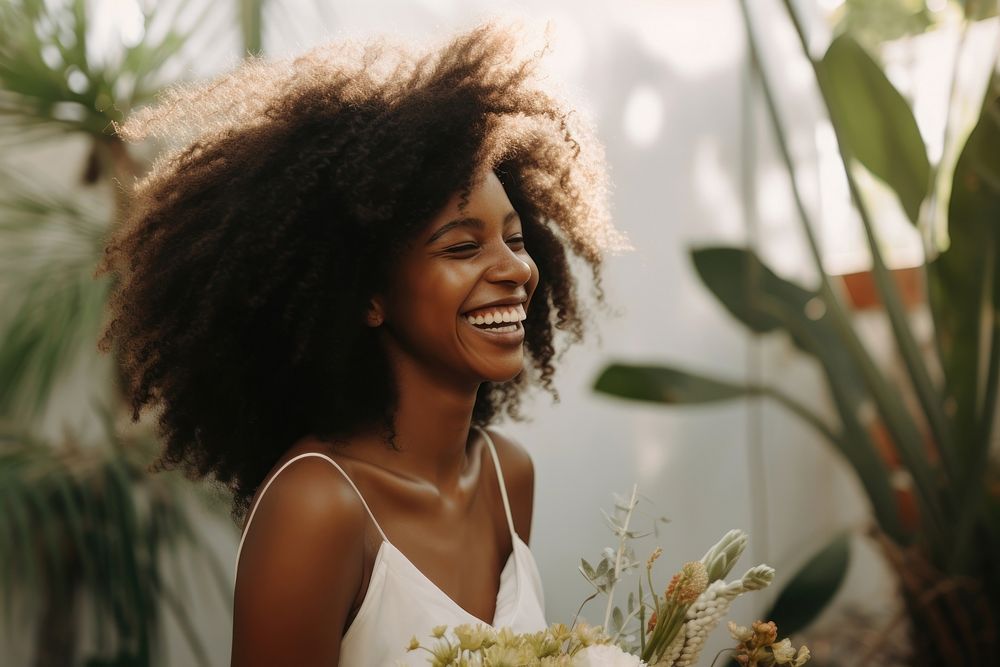 African american woman laughing outdoors adult. AI generated Image by rawpixel.