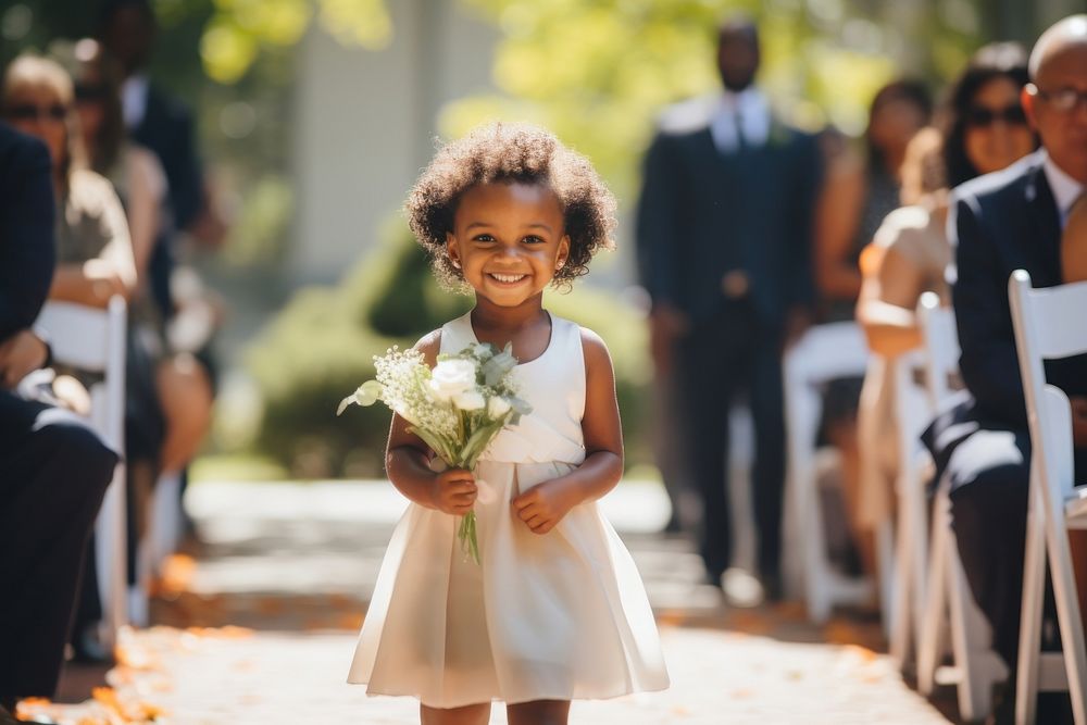 Flower girl wedding portrait outdoors. AI generated Image by rawpixel.
