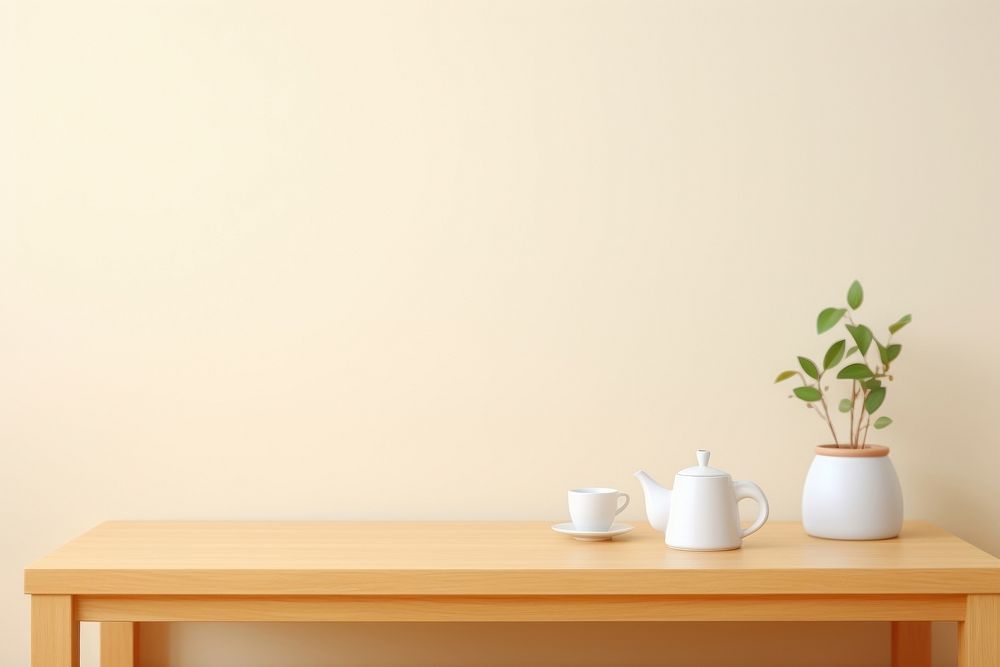 Coffee table furniture teapot plant. AI generated Image by rawpixel.