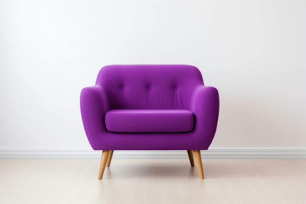 Color single sofa velvet furniture armchair wall. AI generated Image by rawpixel.