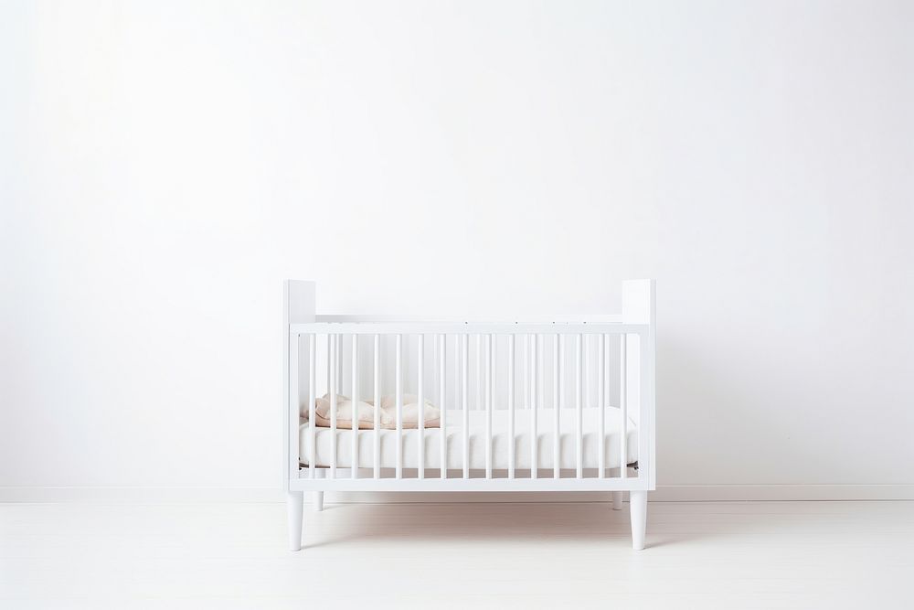 Baby bed furniture white crib. AI generated Image by rawpixel.