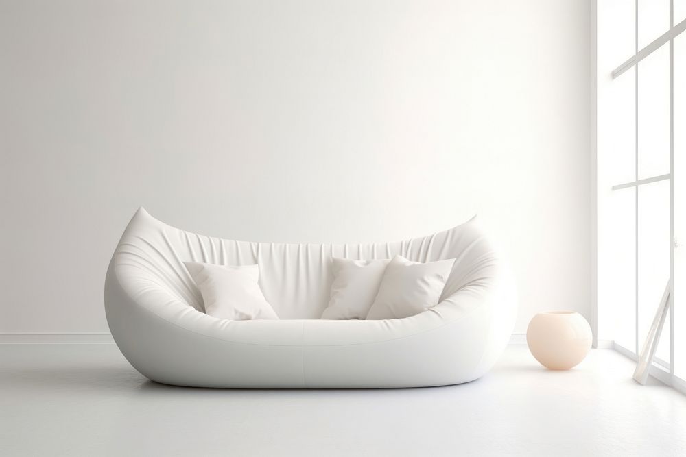 Furniture pillow white sofa. AI generated Image by rawpixel.