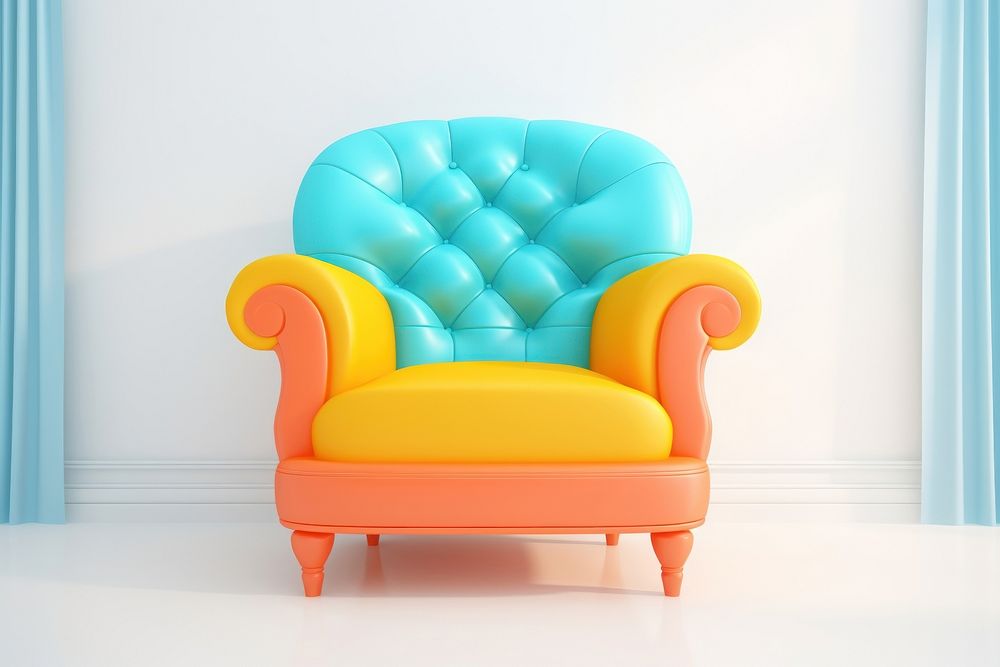 Funky color classic armchair furniture wall comfortable. AI generated Image by rawpixel.