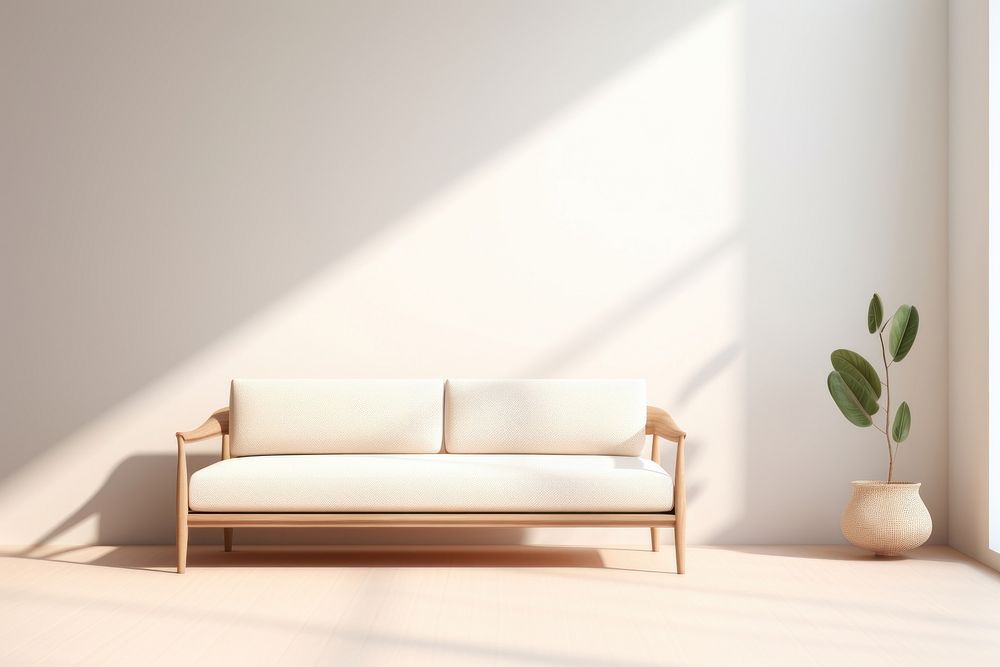 Minimal sofa architecture furniture cushion. AI generated Image by rawpixel.