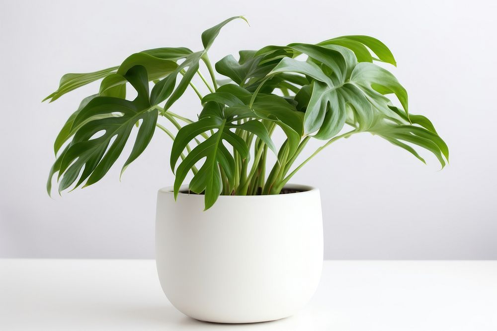 Philodendron in pot plant leaf houseplant freshness. AI generated Image by rawpixel.