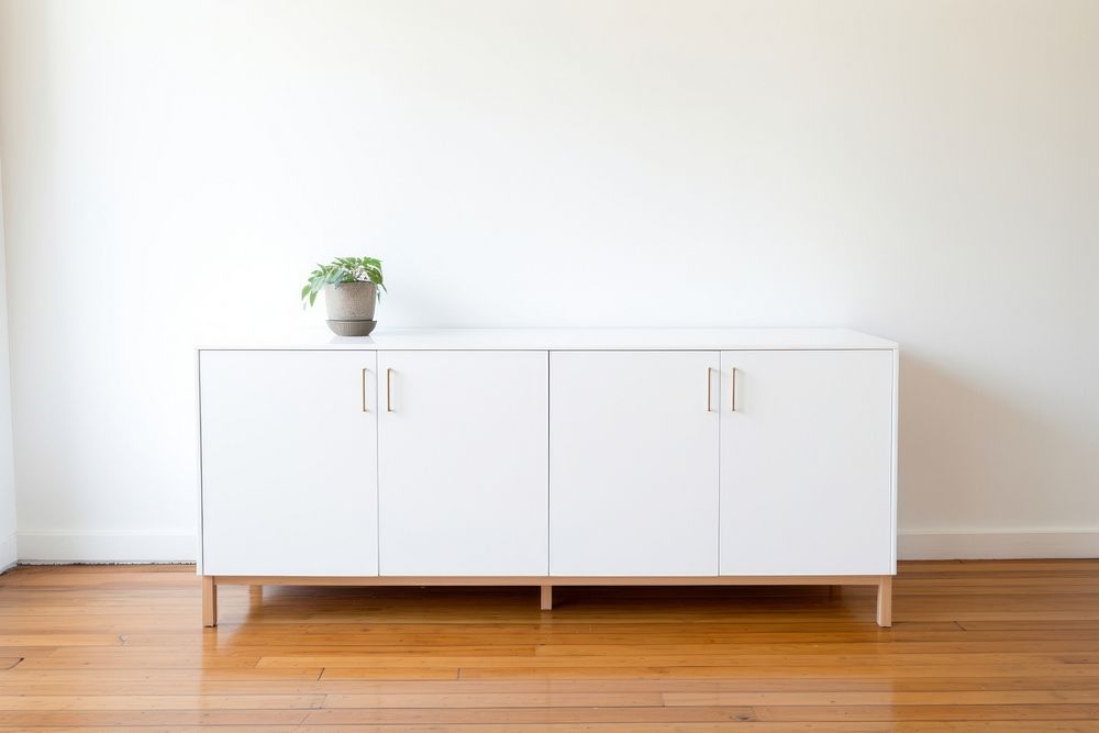 White cabinet sideboard furniture wall. AI generated Image by rawpixel.