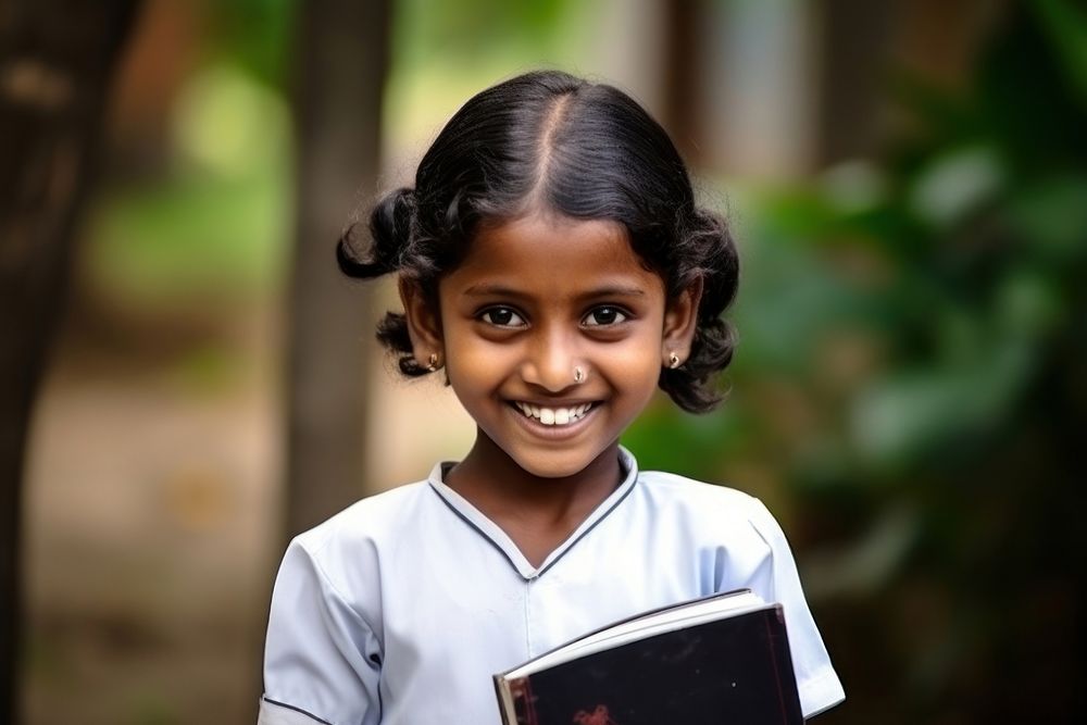 Black little girl smile publication school. AI generated Image by rawpixel.