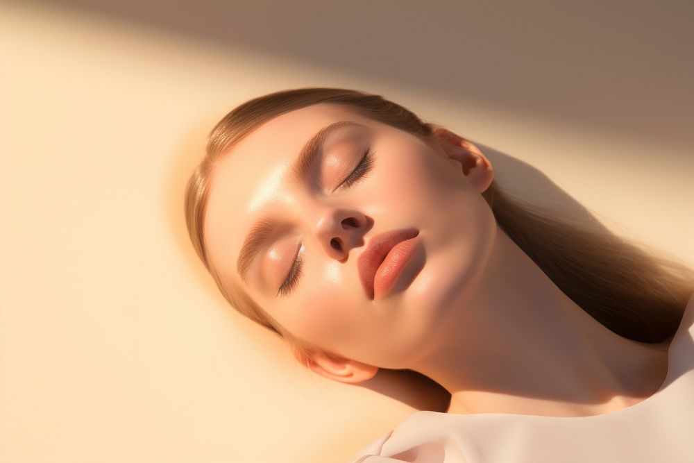 Skincare shooting sleeping portrait adult. AI generated Image by rawpixel.