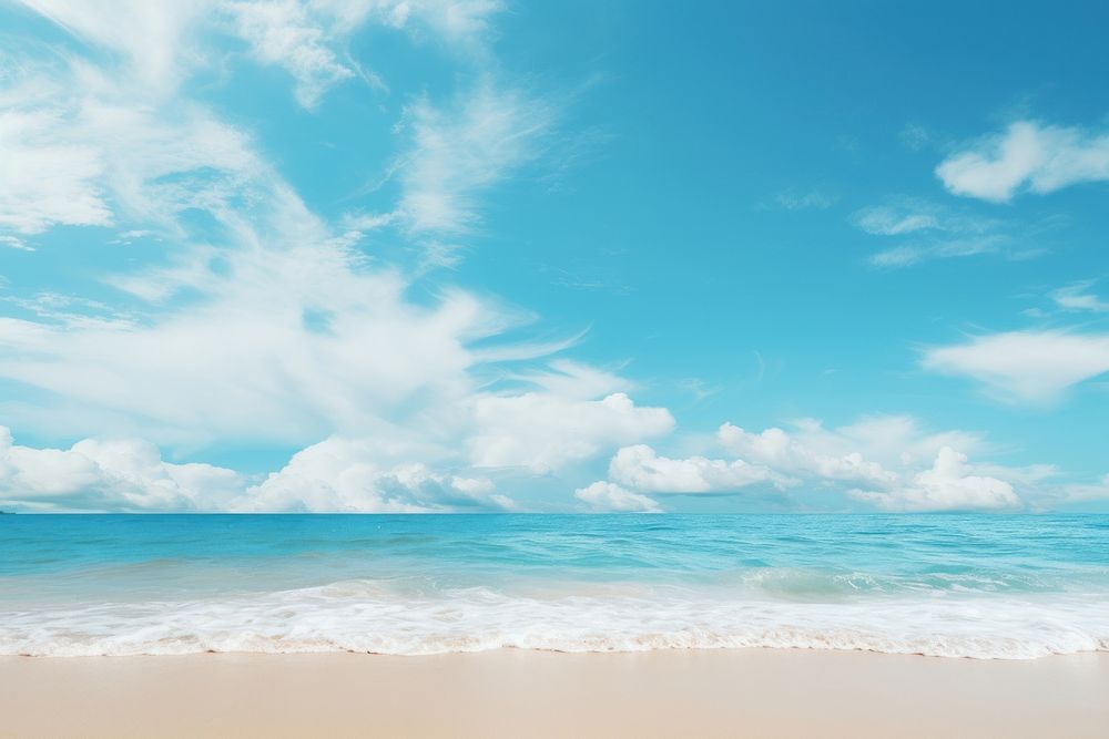 Blue sky beach backgrounds outdoors. AI generated Image by rawpixel.