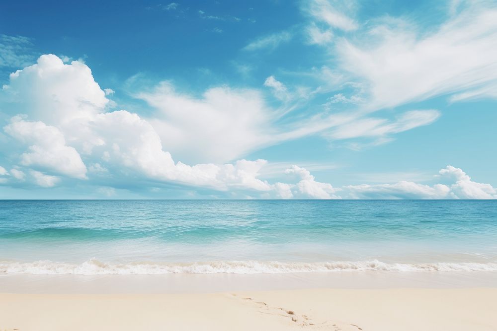 Blue sky beach backgrounds outdoors. AI generated Image by rawpixel.