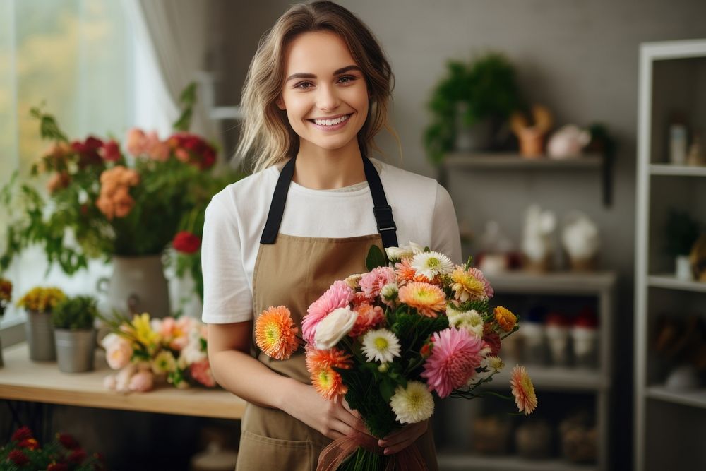 Female florist flower smiling female. AI generated Image by rawpixel.