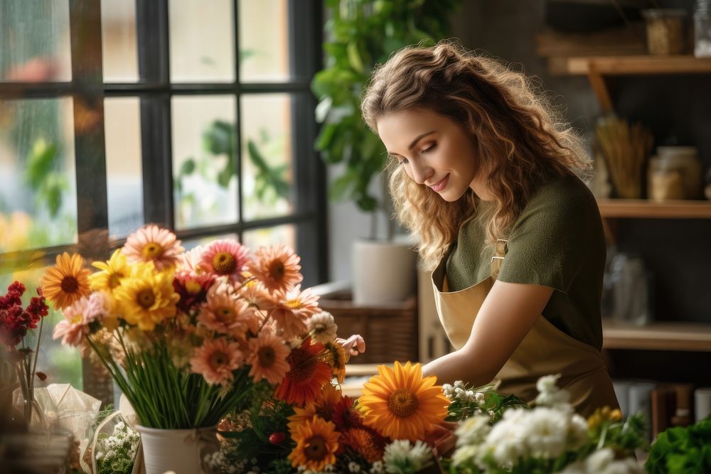 Female florist flower gardening nature. AI generated Image by rawpixel.