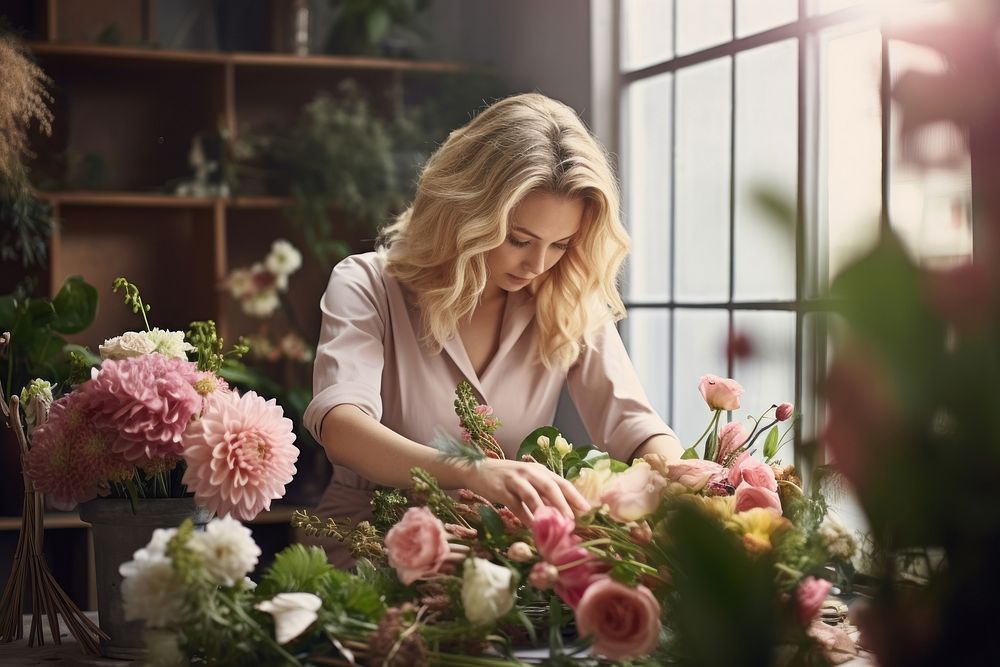 Florist at work flower gardening nature. AI generated Image by rawpixel.