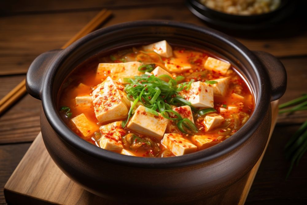 Kimchi soup food bowl stew. AI generated Image by rawpixel.
