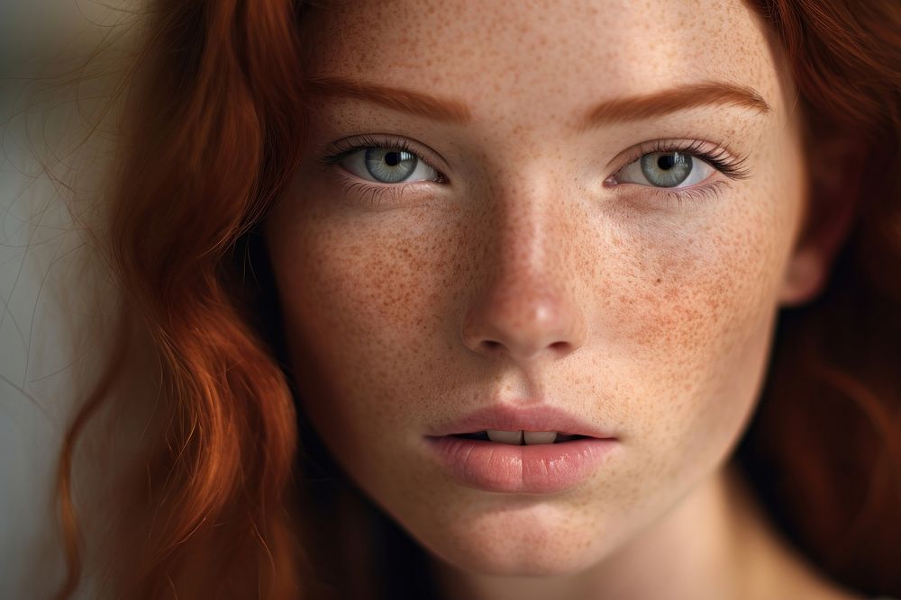 Freckle redhead person adult. AI generated Image by rawpixel.