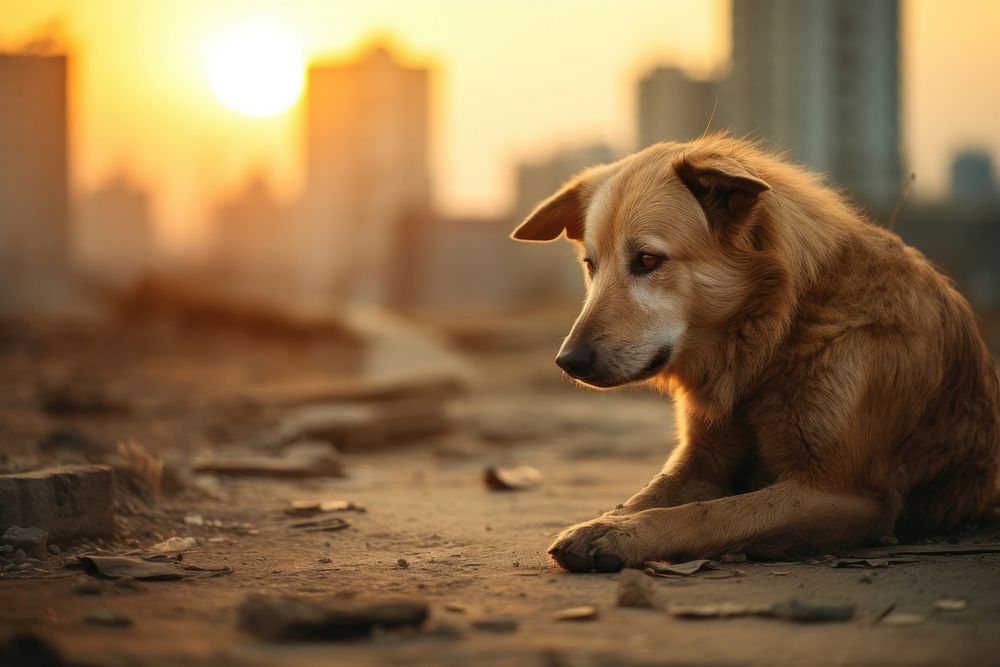Stray dog outdoors mammal animal. AI generated Image by rawpixel.