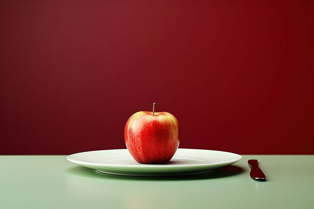 Women on diet apple fruit plate. AI generated Image by rawpixel.