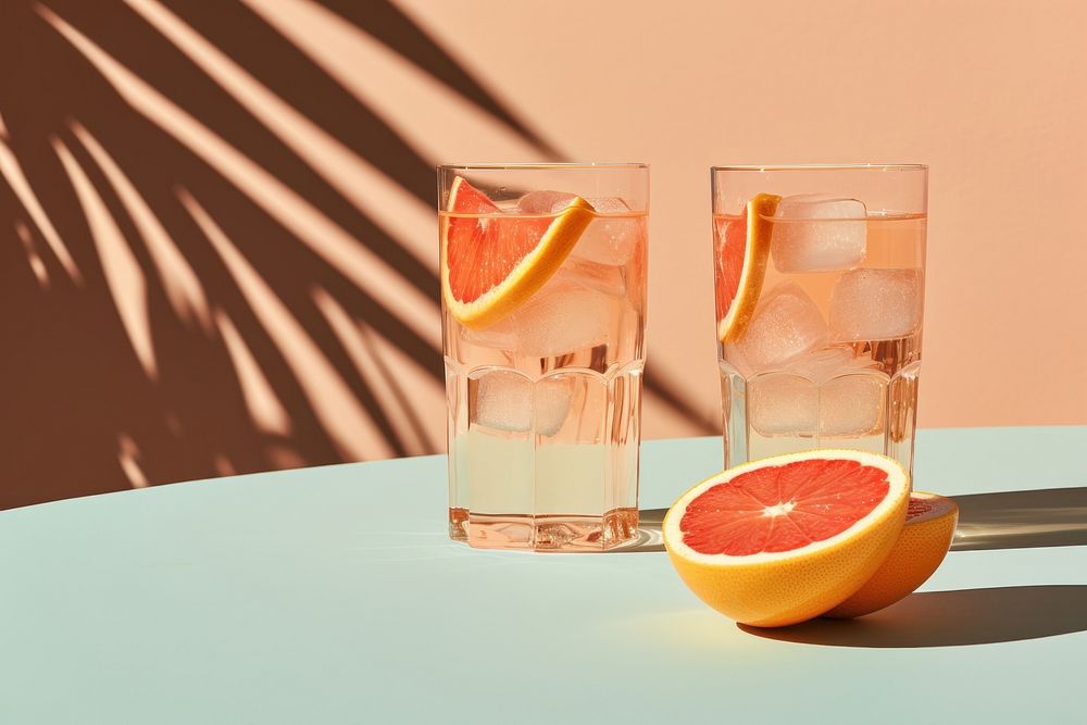 Two glasses grapefruit cocktail drink. AI generated Image by rawpixel.