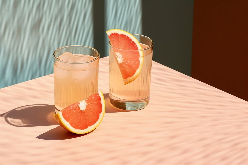Two glasses grapefruit drink cocktail. AI generated Image by rawpixel.