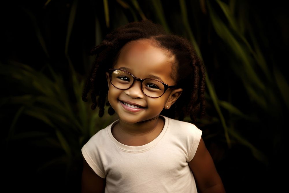 Little african american girl glasses portrait smile. AI generated Image by rawpixel.
