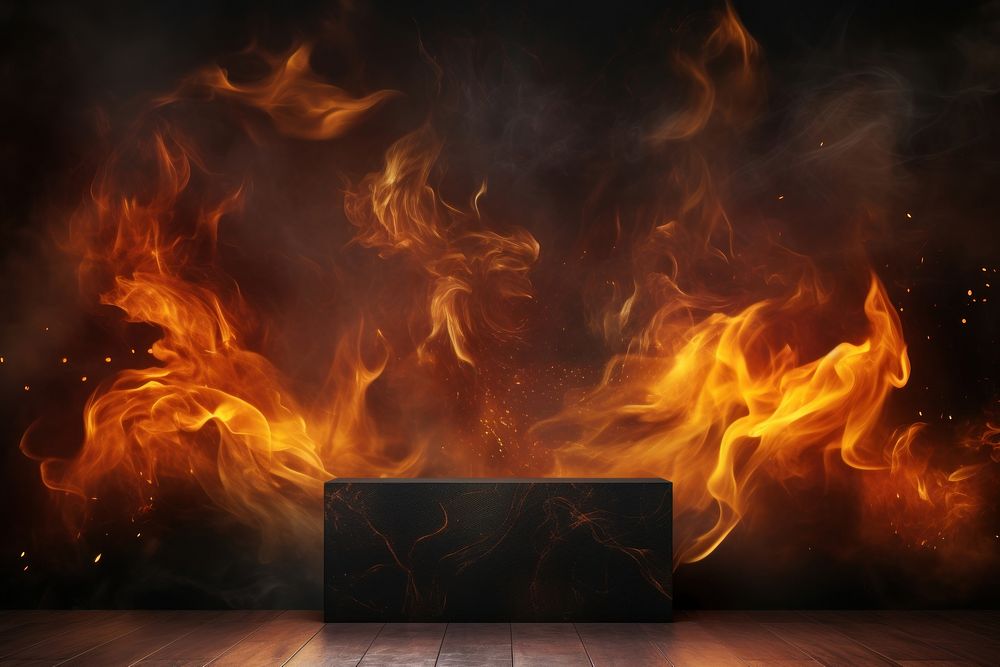 Fire flame fireplace darkness wildfire. AI generated Image by rawpixel.
