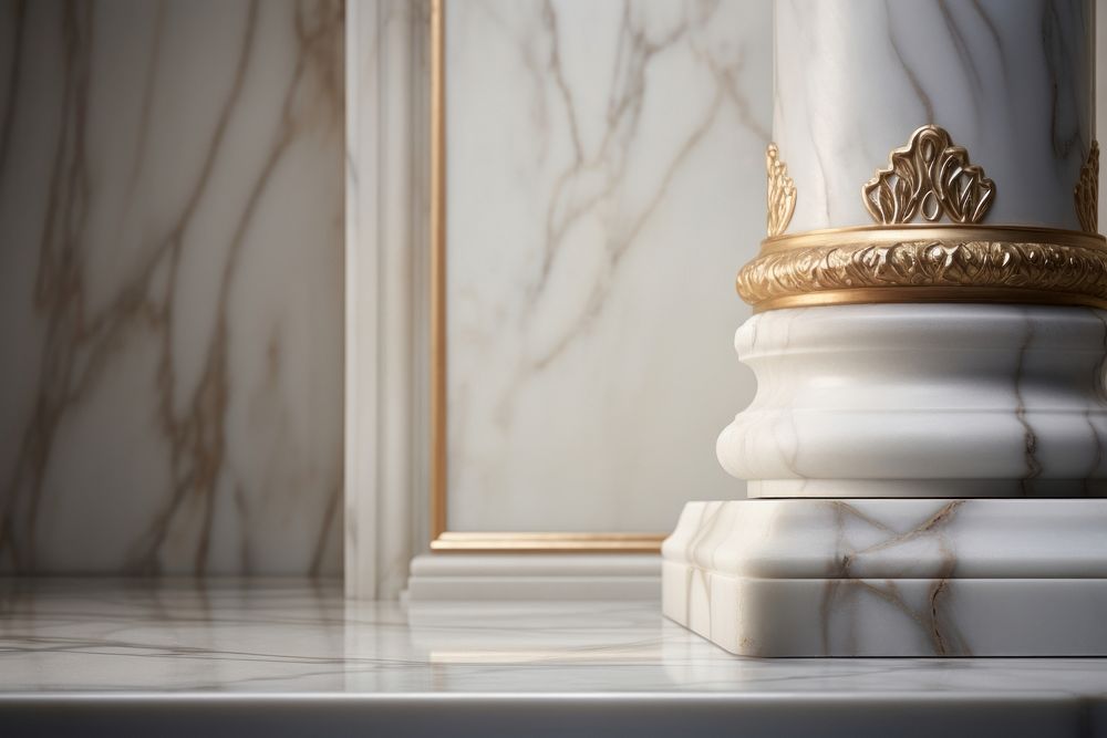 Marble architecture windowsill sculpture. AI generated Image by rawpixel.