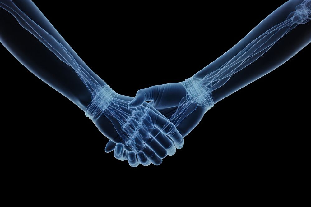 People doing handshake x-ray radiography futuristic. AI generated Image by rawpixel.