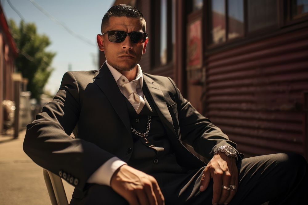 Latino people sunglasses portrait sitting. AI generated Image by rawpixel.