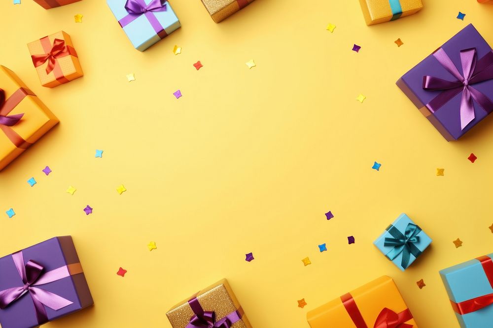 Yellow backdrop box backgrounds birthday. AI generated Image by rawpixel.