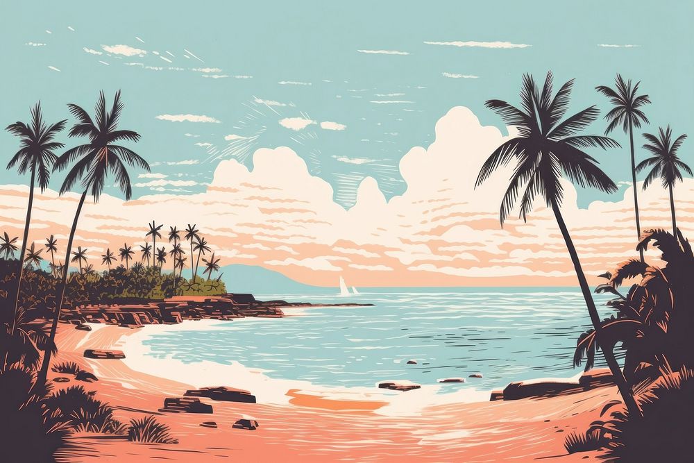 Tropical Beach nature beach landscape. AI generated Image by rawpixel.