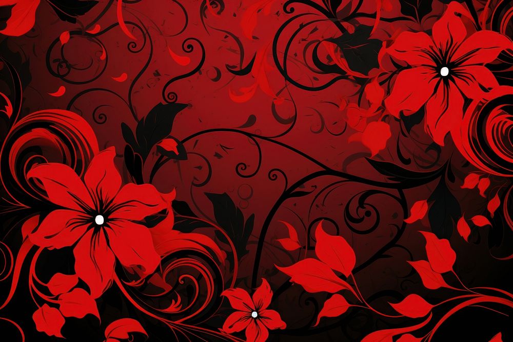 Flower backgrounds pattern red. AI generated Image by rawpixel.