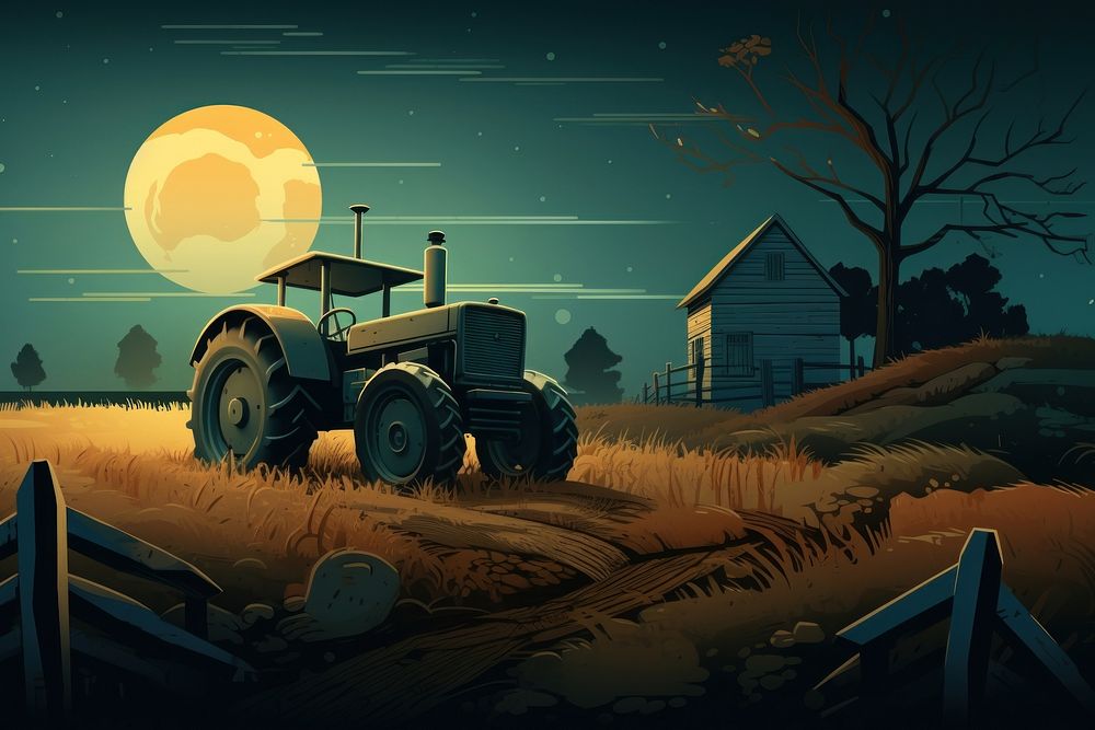 Farm work tractor agriculture outdoors. AI generated Image by rawpixel.