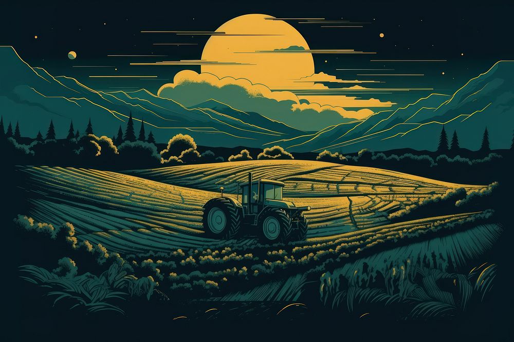 Farm work agriculture landscape outdoors. AI generated Image by rawpixel.