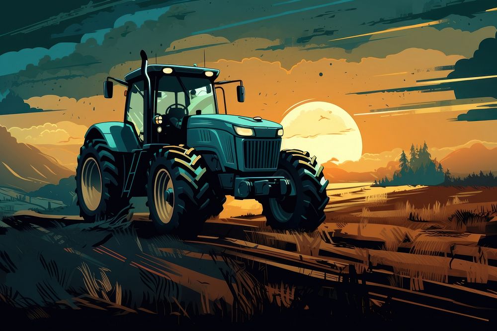 Farm work tractor outdoors vehicle. AI generated Image by rawpixel.