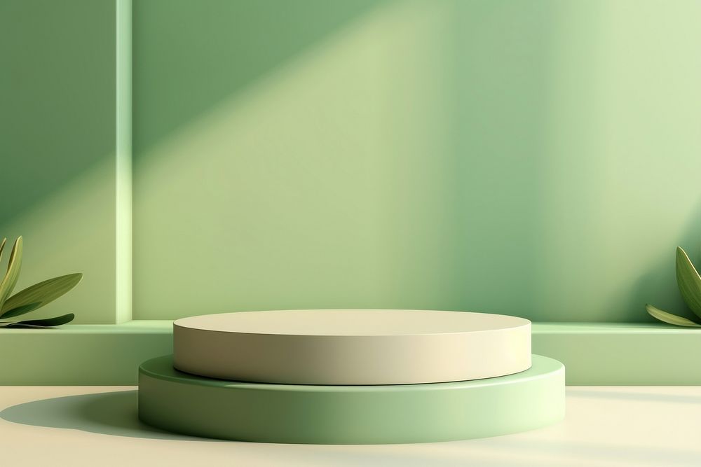 Podium green plant furniture. AI generated Image by rawpixel.