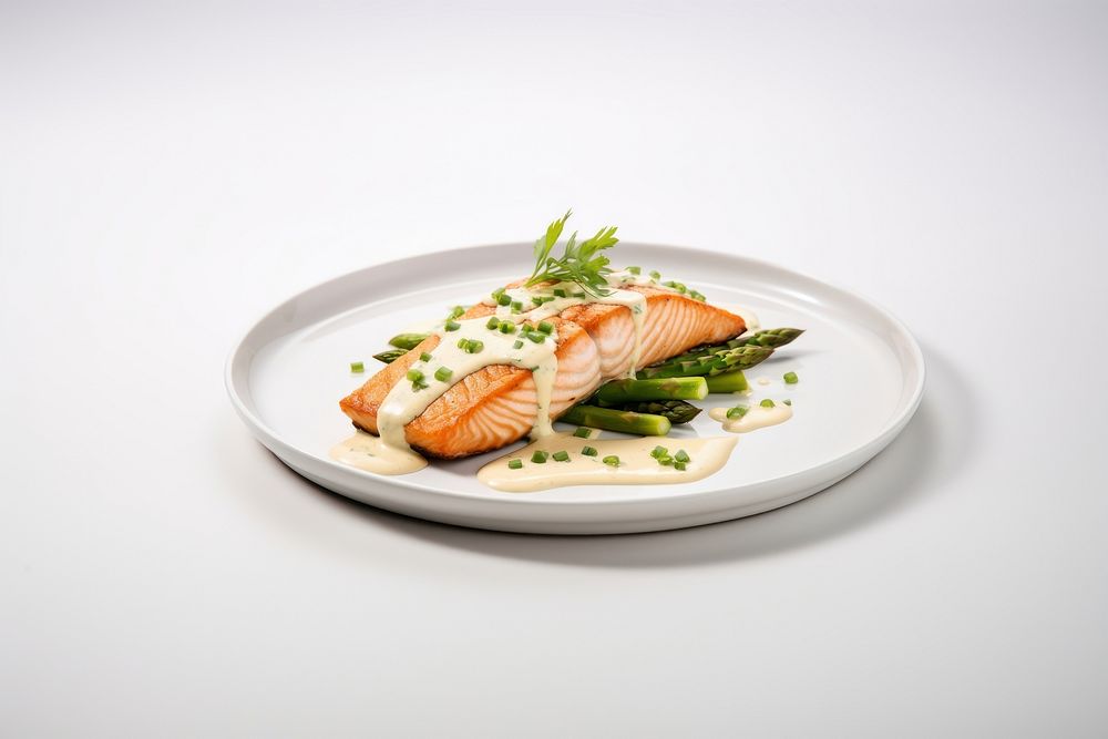 Grilled Salmon seafood salmon plate. AI generated Image by rawpixel.