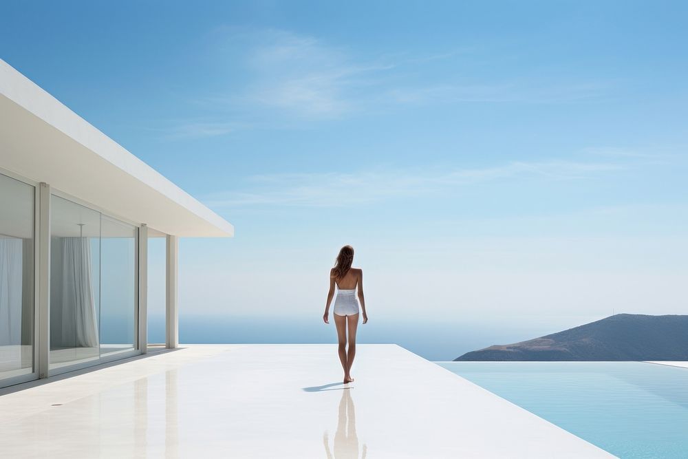 Woman wearing white walking architecture standing. AI generated Image by rawpixel.