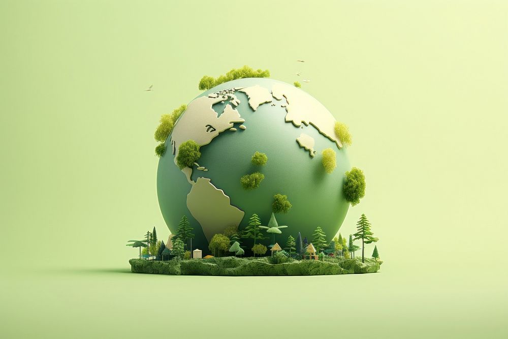 World Environment Day green planet sphere. AI generated Image by rawpixel.